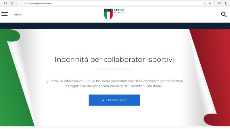 Cura Italia: dal 7 aprile le richieste per i collaboratori sportivi